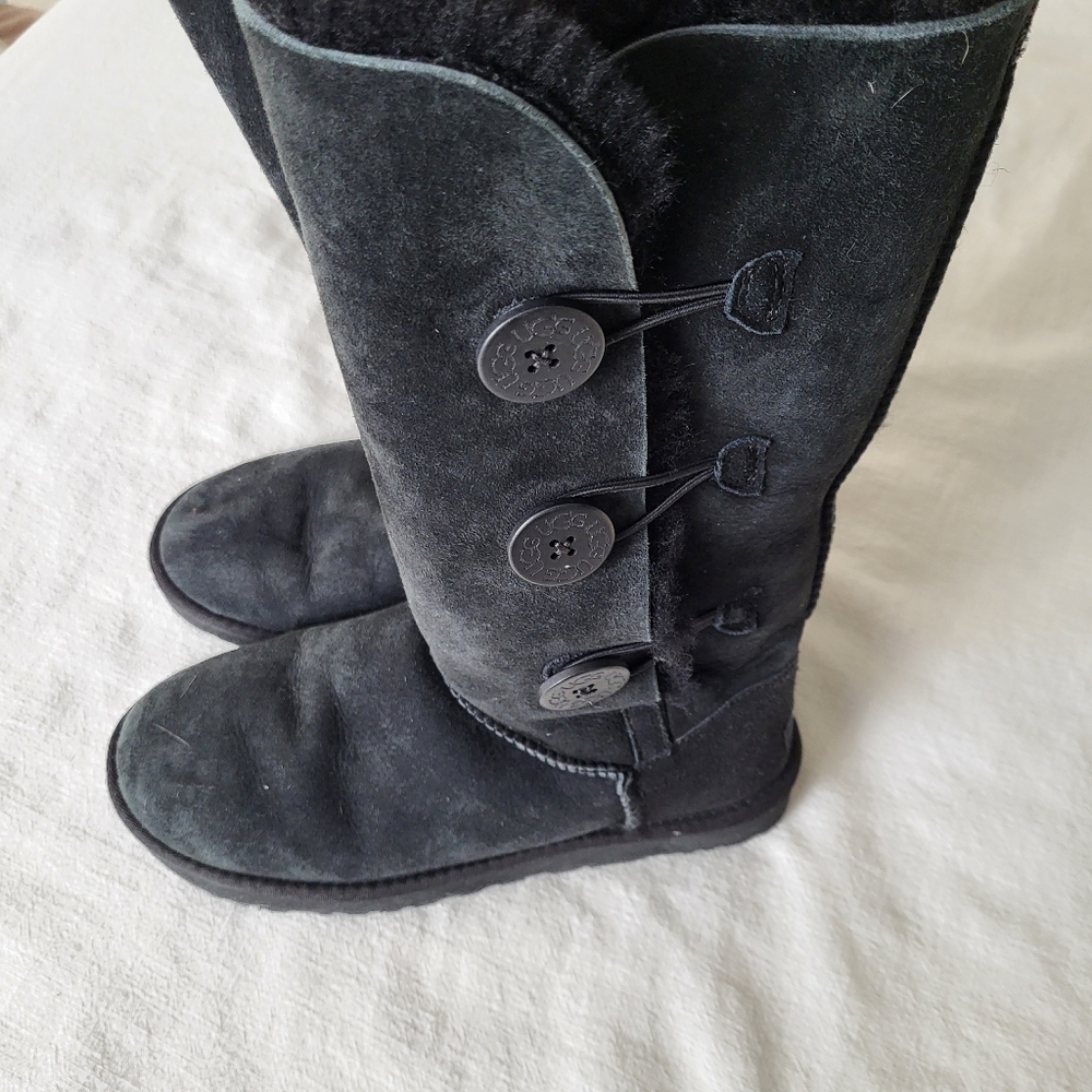 Ugg Bailey Button Triplet Button Black Suede Tall… - image 8